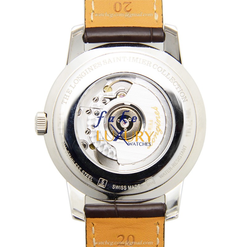 Longines L2.766.4.79.2 Saint Imier Automatic Silver Dial Stainless Steel Brown Alligator Replica - Image 3