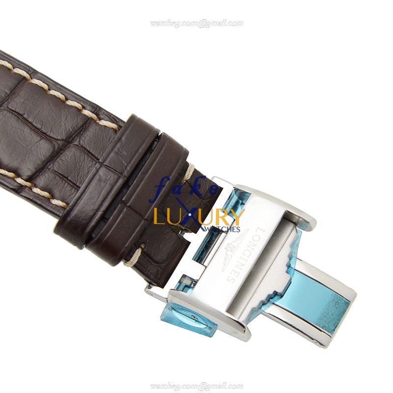 Longines L2.766.4.79.2 Saint Imier Automatic Silver Dial Stainless Steel Brown Alligator Replica - Image 4