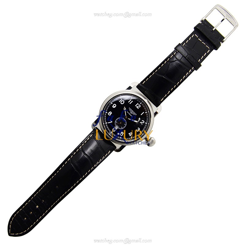 Longines Heritage L2.777.4.53.2 Replica Watch With Automatic Movement, Black Dial, Alligator Strap - Image 2