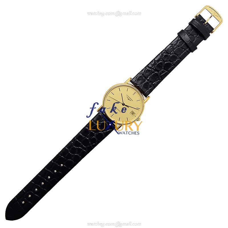 Longines L4.744.6.32.2 PRESENCE Automatic 18kt Yellow Gold Replica Watch, Swiss Movement, Alligator - Image 2