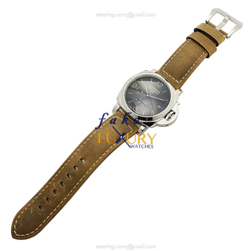 Panerai PAM00533 LUMINOR Automatic Stainless Steel Replica Watch, Swiss Movement, Black Dial, Brown - Image 2