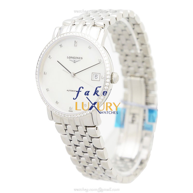 Longines L4.809.0.87.6 Elegant Automatic White Dial Stainless Steel Diamonds Silver Strap Replica - Image 3