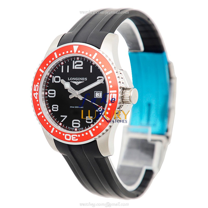 Longines L3.688.4.59.2 CONQUEST - Replica Watch - Quartz Black Dial - Steel Case Rubber Strap - Image 3