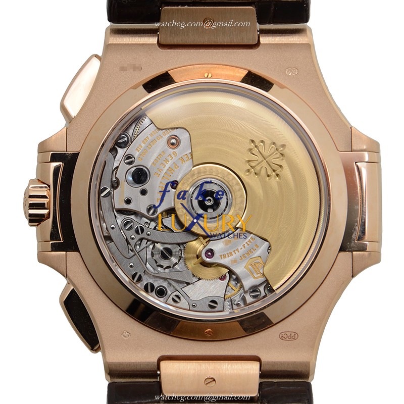 Patek Philippe 5980R-001 Nautilus Automatic Dark Brown Dial Alligator Strap Replica Watch - Image 3