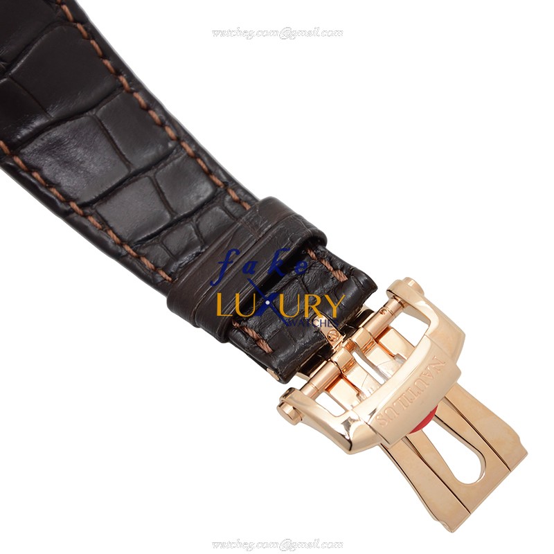 Patek Philippe 5980R-001 Nautilus Automatic Dark Brown Dial Alligator Strap Replica Watch - Image 4
