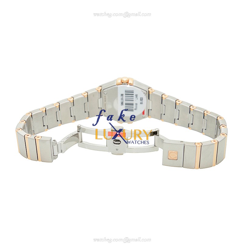Omega 123.25.24.60.57.002 Constellation Quartz 18kt Rose Magic Diamond - Pink Dial - Silver Strap - Image 4