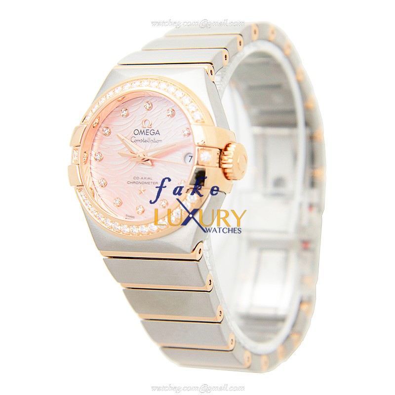 Omega 123.25.27.20.57.004 Constellation Auto 18kt Rose Magic Diamond Replica Watch - Image 3