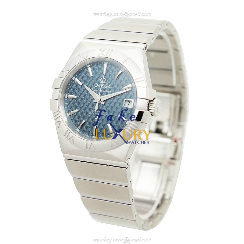 Omega 123.10.35.20.03.002 Replica Watch, Automatic, Blue Dial, Silver Stainless Steel Case - Image 3