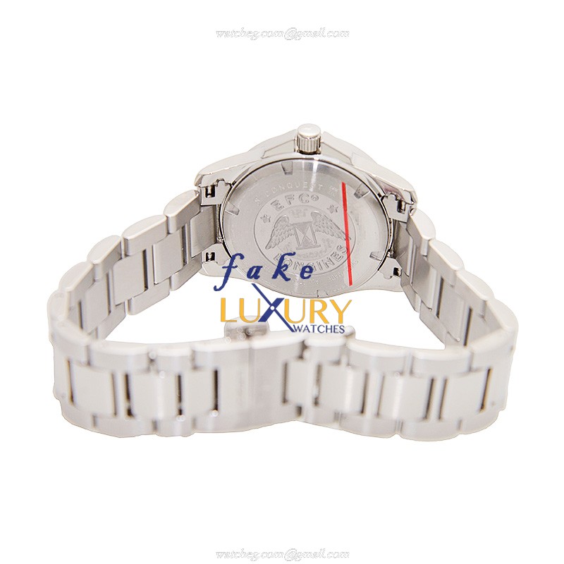 Longines L3.258.4.16.6 Conquest Quartz Replica Watch, White Dial Silver Steel Bracelet - Image 4