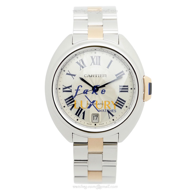 Cartier W2CL0003 Cle De Cartier Auto Stainless Steel Replica Watch 35mm Silver Dial Gold & Steel - Image 2