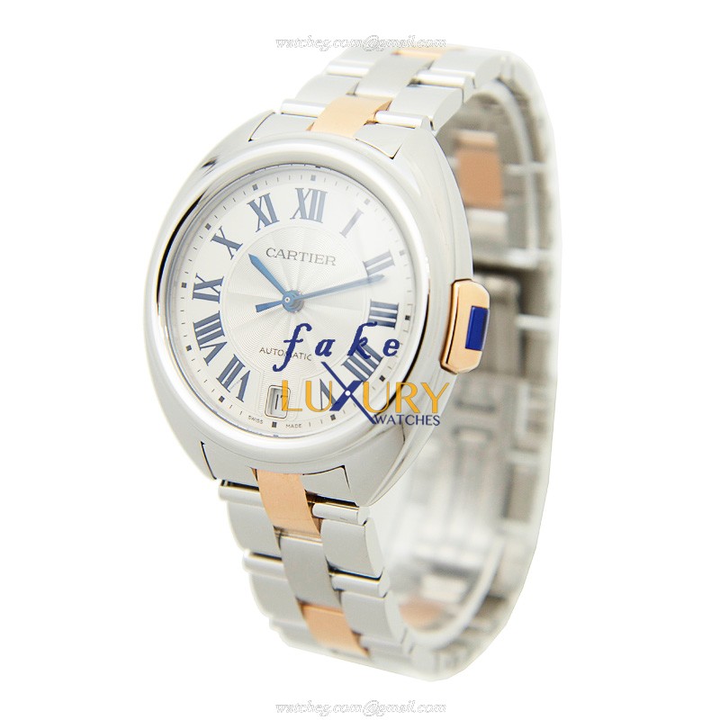 Cartier W2CL0003 Cle De Cartier Auto Stainless Steel Replica Watch 35mm Silver Dial Gold & Steel - Image 3