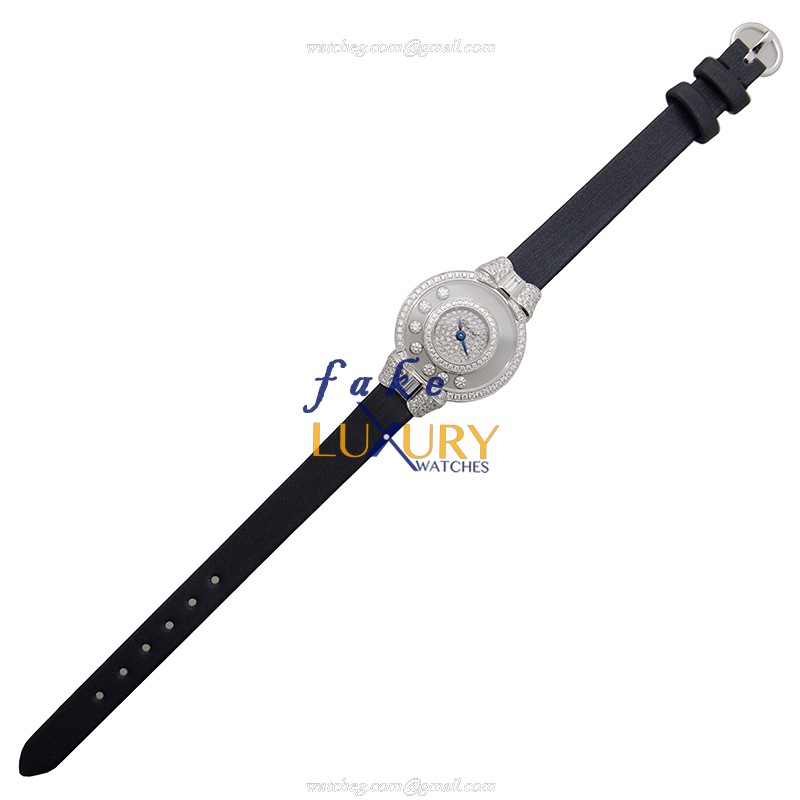Chopard 205020-1203 HAPPY DIAMONDS Quartz 18kt White Gold & Diamond - Transparent Skull Dial - Dark - Image 2
