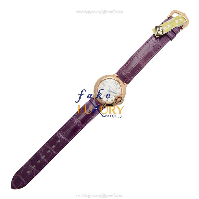 Cartier WJBB0019 BALLON BLEU Quartz 18kt Rose Gold Replica Watch, Silver Dial, Alligator Strap - Image 2