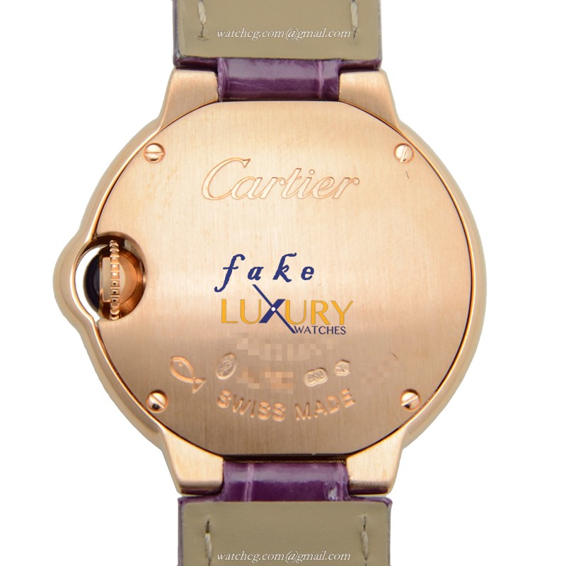 Cartier WJBB0019 BALLON BLEU Quartz 18kt Rose Gold Replica Watch, Silver Dial, Alligator Strap - Image 3