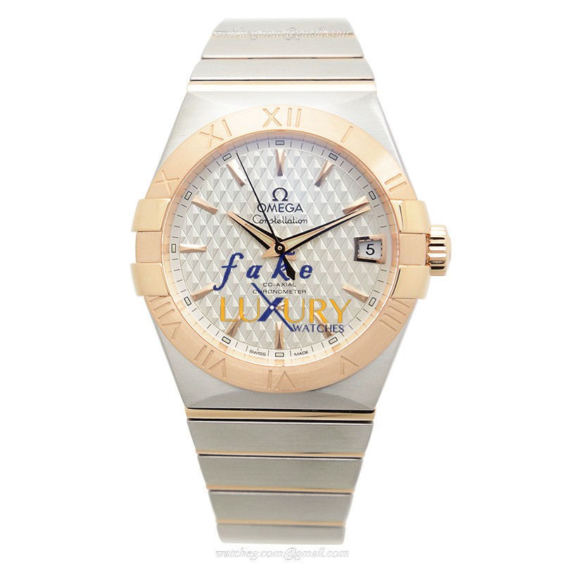 Omega Constellation 123.20.38.21.02.008 Automatic Silver Dial 18kt Rose Gold & Steel Replica Watch - Image 2
