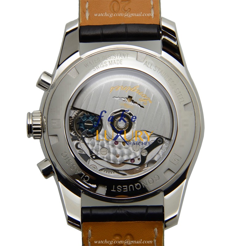 Longines L2.786.4.56.3 CONQUEST Automatic | Stainless Steel | Black Dial | Alligator Strap Replica - Image 3