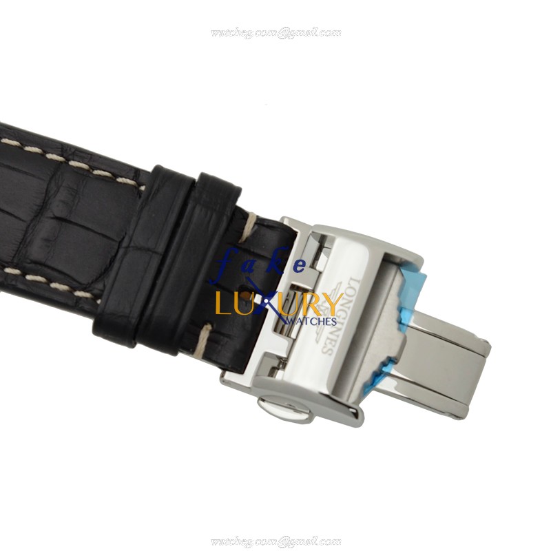 Longines L2.786.4.56.3 CONQUEST Automatic | Stainless Steel | Black Dial | Alligator Strap Replica - Image 4