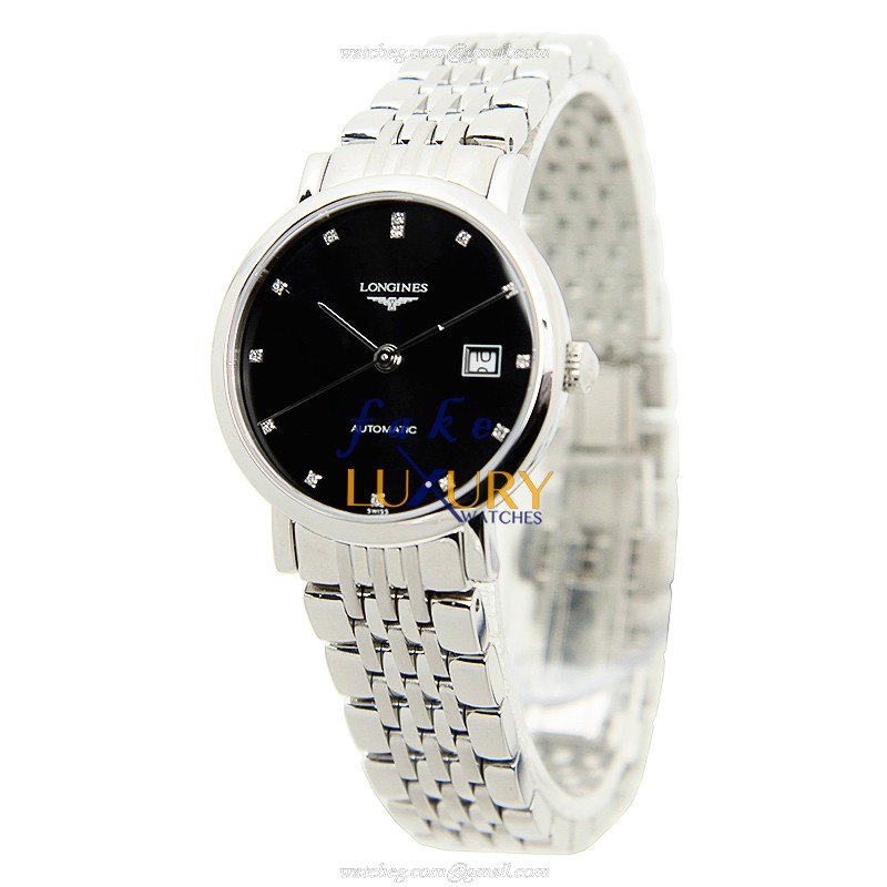 Longines L4.310.4.57.6 Replica Watch, Automatic, Stainless Steel, Black Dial, Silver Strap - Image 3