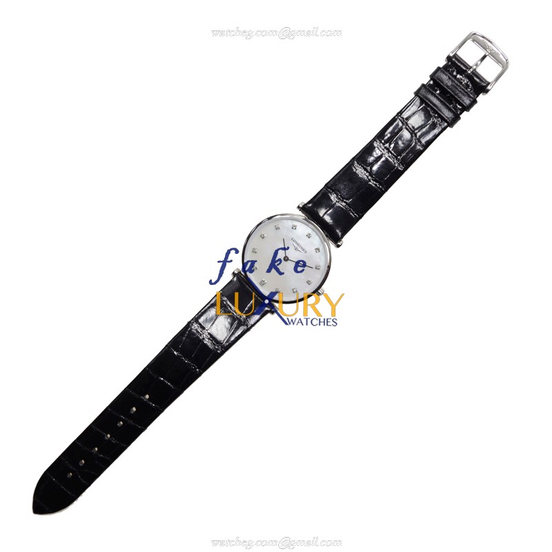 Longines L4.512.4.87.2 - Replica Watch - Quartz - 29mm Stainless Steel Case - White Dial - Black - Image 2