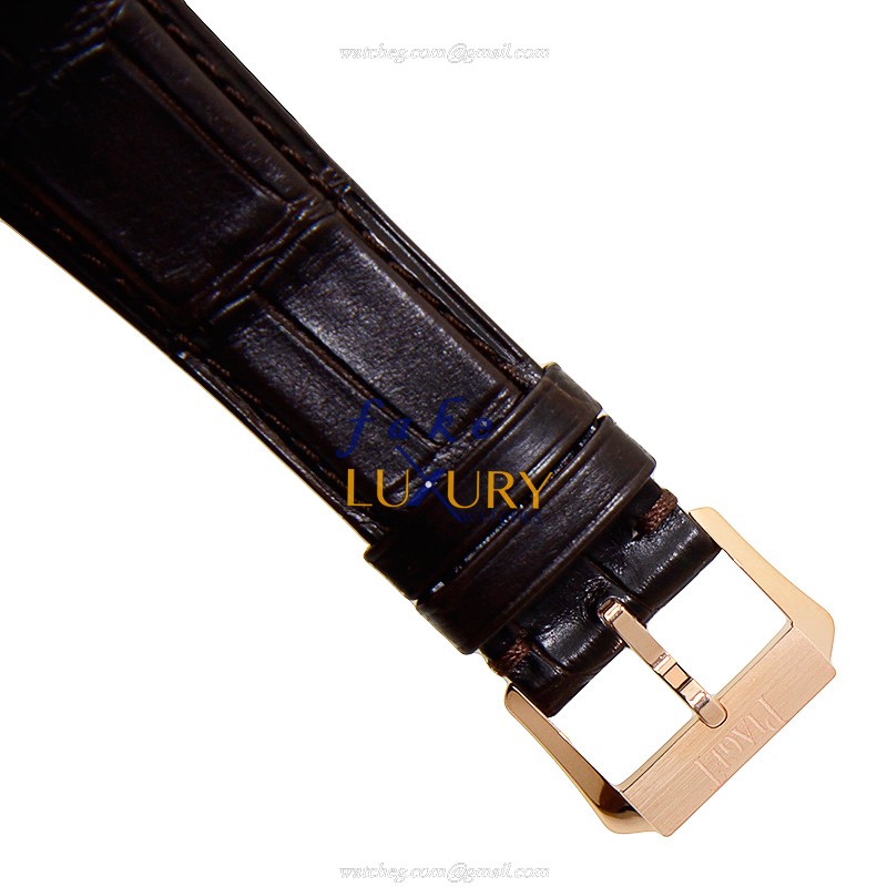 Piaget G0A38159 Polo Replica Watch Automatic 18kt Rose Gold Diamonds White Dial Brown Alligator - Image 4