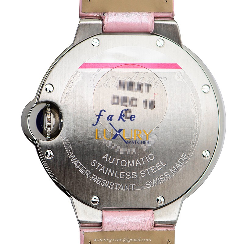 Cartier Ballon Bleu WSBB0002 Automatic Pink Dial Leather Strap Replica Watch - Image 3