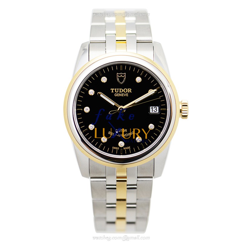 Tudor 55003-68053-10DI-BK GLAMOUR DATE - Automatic - 18kt Gold & Steel Case - Replica Watch - Image 2