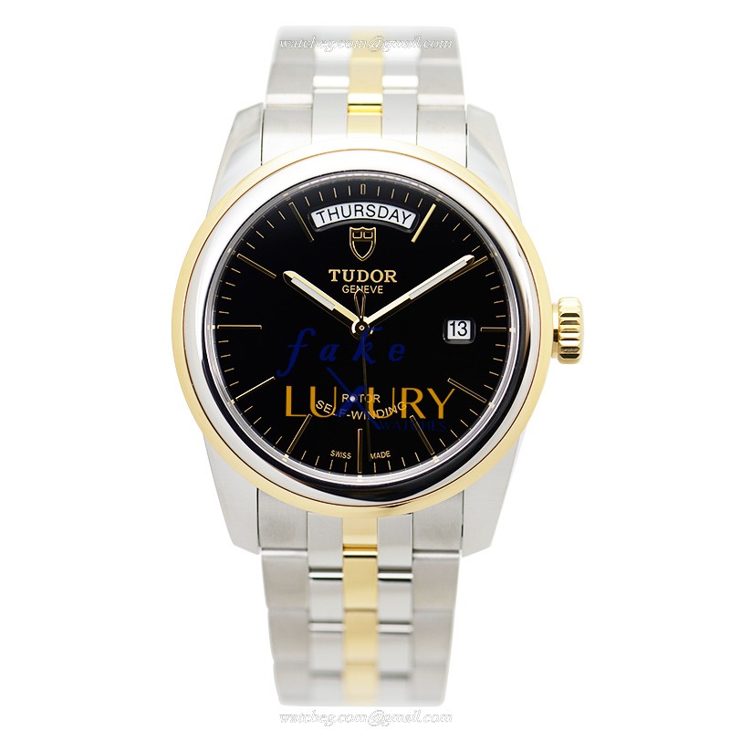 - Tudor 56003-68063-BK GLAMOUR DATE Automatic Gold & Steel Replica Watch - Black Dial - Image 2
