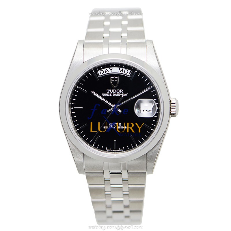 Tudor 76200-62480-BK PRINCE DATE-DAY Automatic Stainless Steel Replica Watch - Black Dial, Silver - Image 2