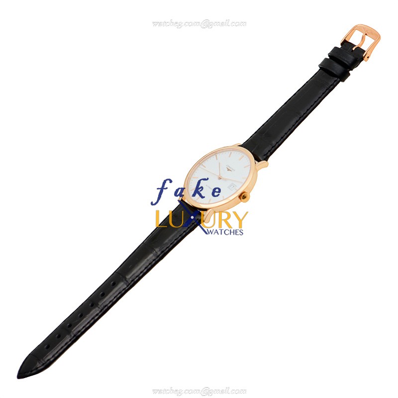 L4.787.8.12.0 - Longines La Grande Replica Watch - Automatic - 18kt Rose Gold - White Dial - Black - Image 2