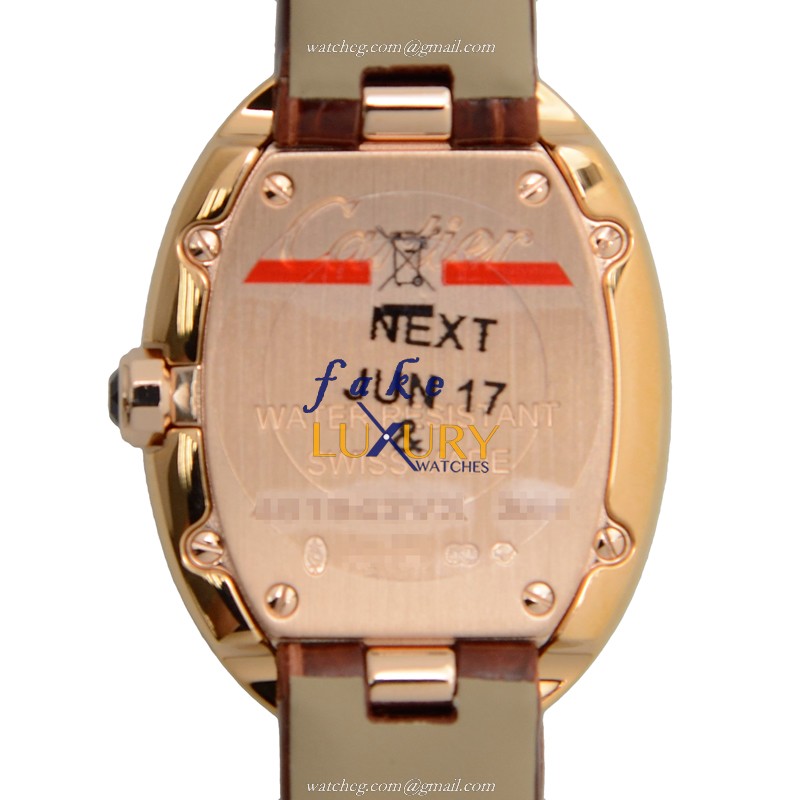 Cartier W8000007 BAIGNOIRE Quartz 18kt Rose Gold Replica Watch - Swiss Movement, Silver Dial, Dark - Image 3