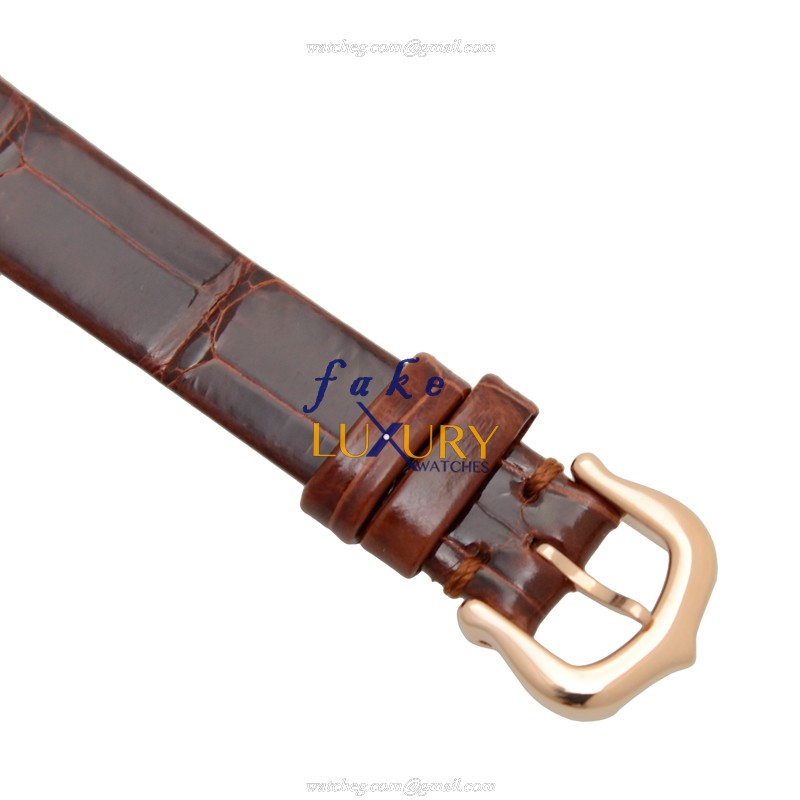Cartier W8000007 BAIGNOIRE Quartz 18kt Rose Gold Replica Watch - Swiss Movement, Silver Dial, Dark - Image 4