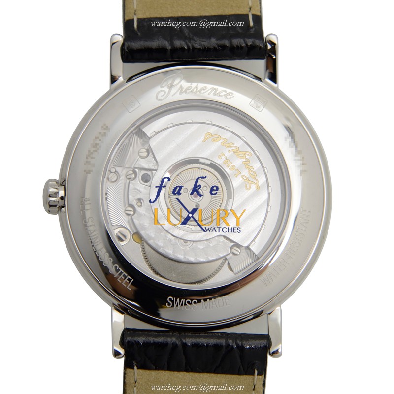 Longines L4.921.4.12.2 PRESENCE Replica Watch With Automatic Movement White Dial Black Leather - Image 3