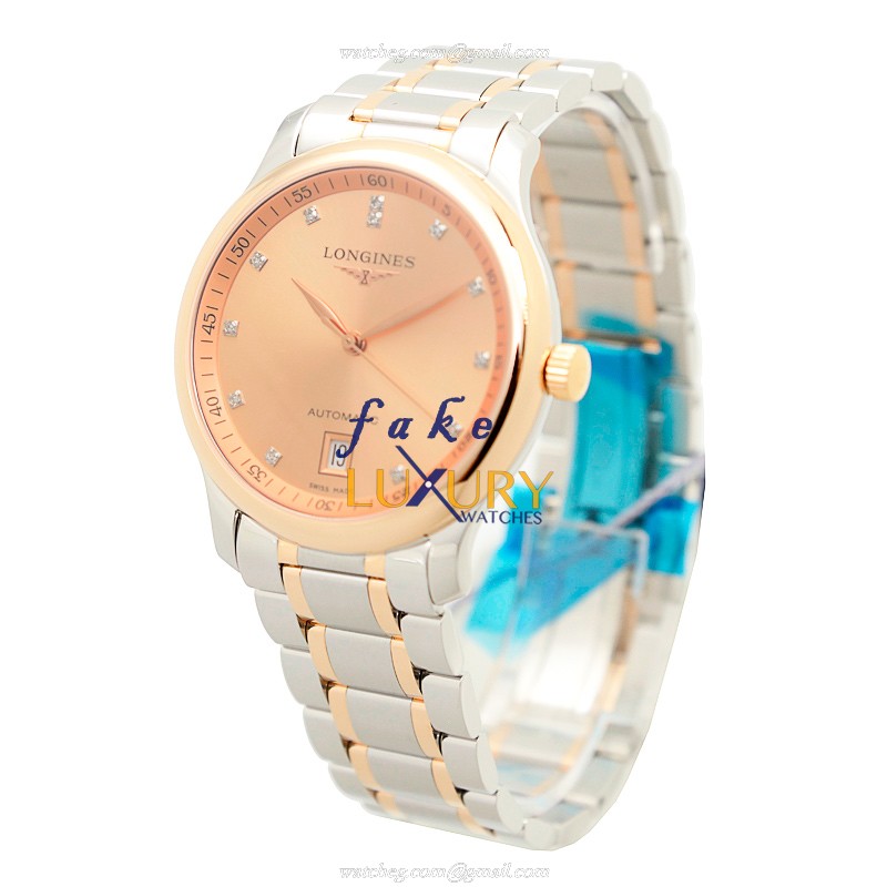 Longines L2.628.5.99.7 Master Replica Watch Automatic 38.5mm 18kt Rose Gold Steel Pink Dial Silver - Image 3