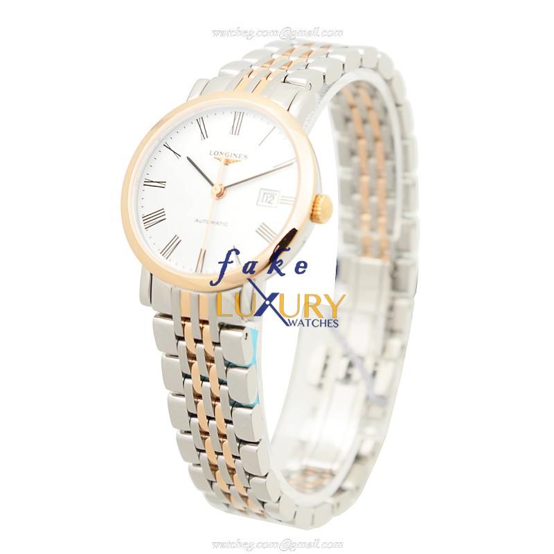Longines L4.310.5.11.7 Replica Watch, Automatic Movement, 18kt Rose Gold & Steel Case, White Dial - Image 3