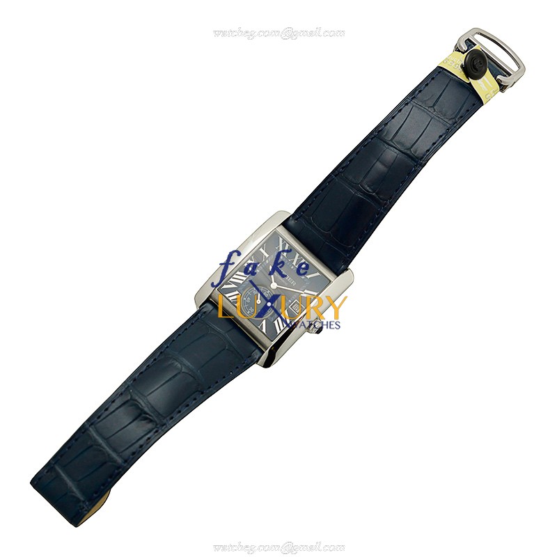 Cartier WSTA0010 Replica Watch, 34.3mm Automatic, Blue Dial, Steel Case, Blue Alligator Strap - Image 2