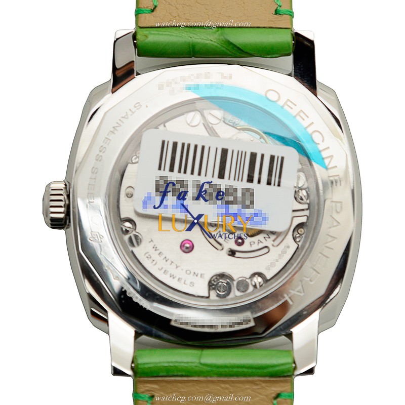 Panerai PAM00574 RADIOMIR Manual Wind Steel Case Black Dial Green Alligator Strap Replica Watch - Image 3