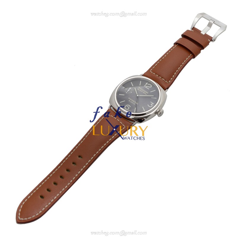 Panerai Radiomir PAM00609 Manual Wind Stainless Steel 45mm Black Dial Brown Cowhide Strap Replica - Image 2