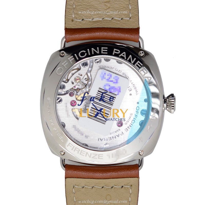 Panerai Radiomir PAM00609 Manual Wind Stainless Steel 45mm Black Dial Brown Cowhide Strap Replica - Image 3