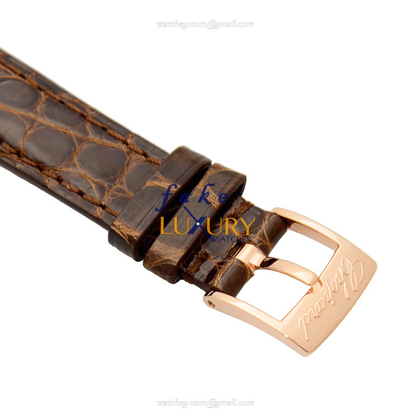 Chopard 127387-5201 CLASSIC Quartz 18kt Rose Gold Replica Watch - White Dial, Brown Alligator Strap - Image 4