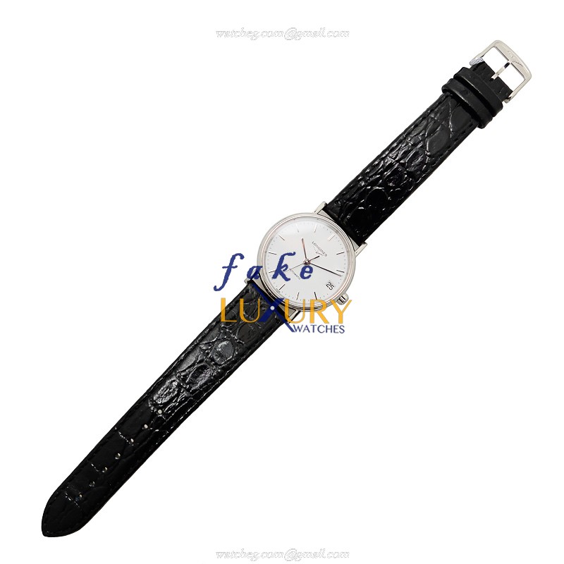 Longines L4.322.4.12.2 PRESENCE Replica Watch White Dial Automatic Stainless Steel Black Leather - Image 2
