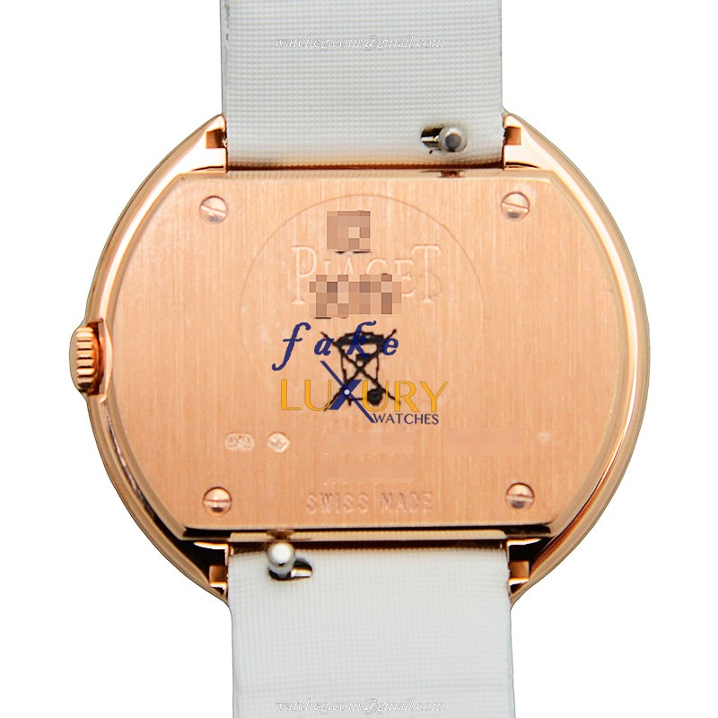 Piaget G0A37189 POSSESSION Replica Watch Quartz 18kt Rose Gold Diamonds Gold Dial White Satin Strap - Image 3