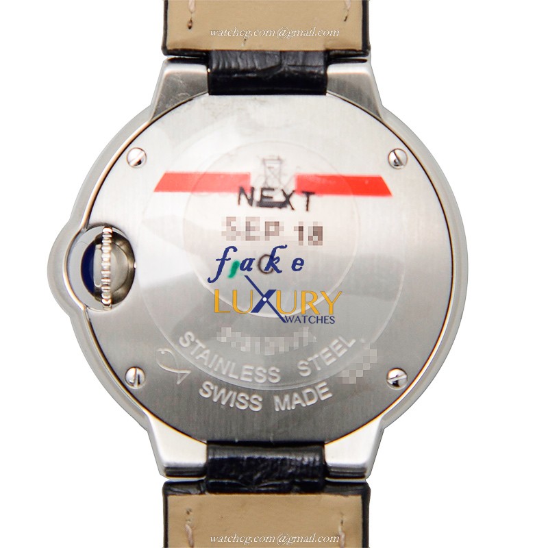 Cartier W4BB0008 BALLON BLEU Quartz Stainless Steel Replica Watch, Silver Dial, Alligator Strap - Image 3