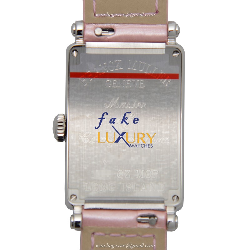 Franck Muller 902 QZ MOP AC Long Island Replica Watch, Silver Mother of Pearl Dial, Pink Alligator - Image 3