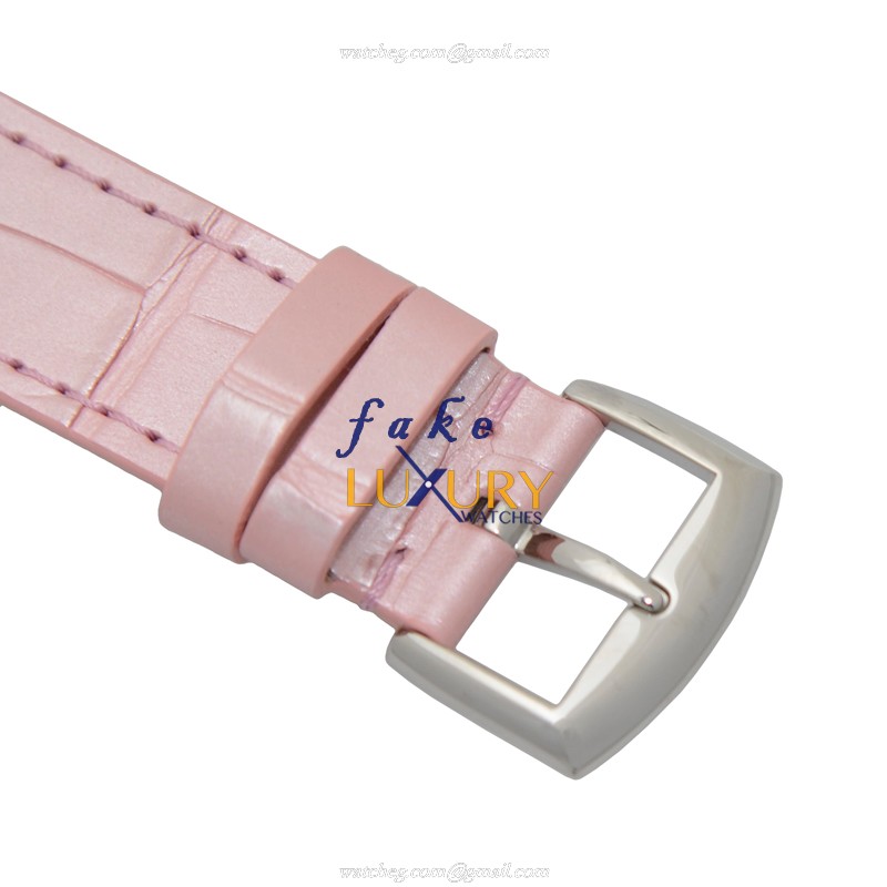 Franck Muller 902 QZ MOP AC Long Island Replica Watch, Silver Mother of Pearl Dial, Pink Alligator - Image 4