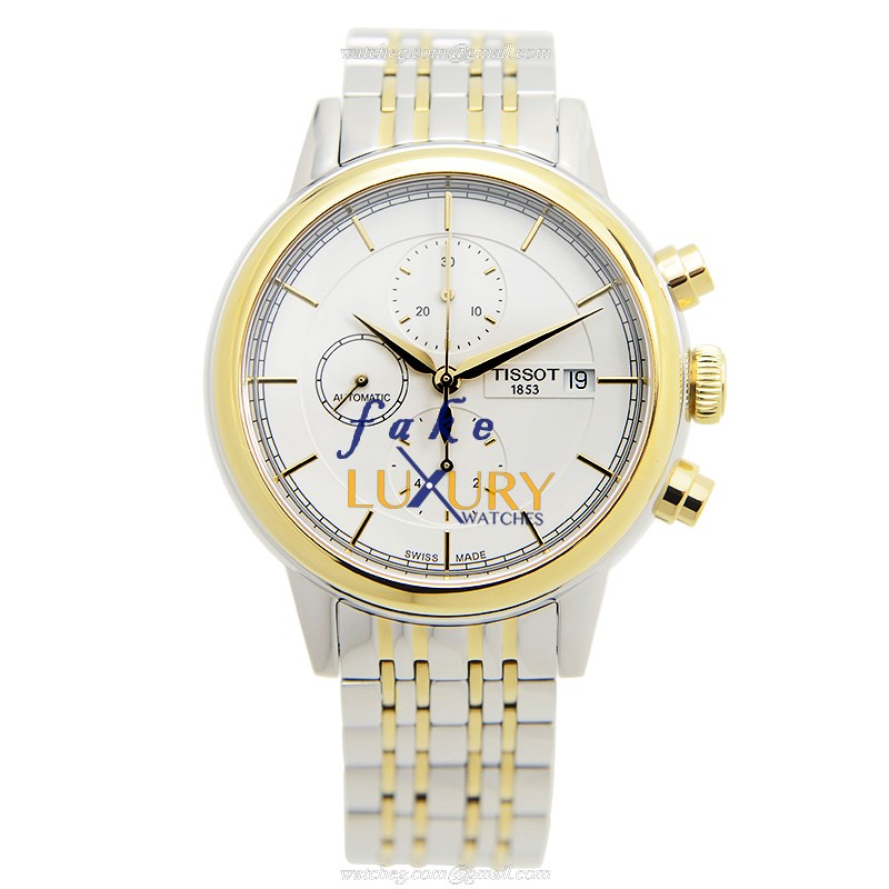 Tissot T-CLASSIC T085.427.22.011.00 Automatic Gold-Plated White Dial Silver Strap Replica Watch - Image 2