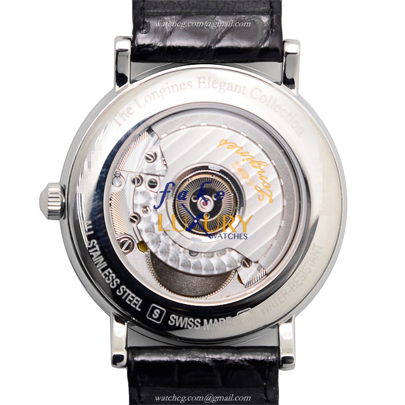 Longines L4.910.4.72.2 Elegant Replica Watch With Automatic Movement, Dark Grey Dial, Alligator - Image 3