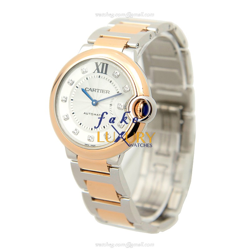 Cartier W3BB0007 BALLON BLEU Automatic 18kt Rose Gold Replica Watch, Automatic, Silver Dial, Steel - Image 3