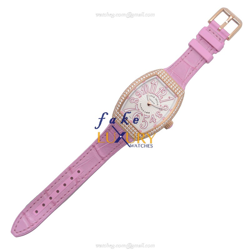 Franck Muller V 32 QZ D 5N.RS Vanguard Quartz Replica Watch 18kt Rose Gold White Dial Diamonds - Image 2