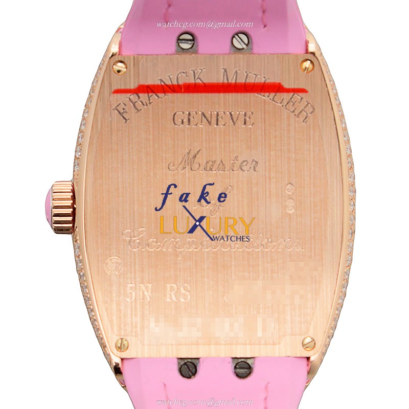 Franck Muller V 32 QZ D 5N.RS Vanguard Quartz Replica Watch 18kt Rose Gold White Dial Diamonds - Image 3