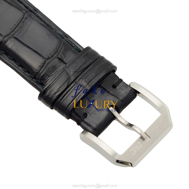 IWC IW510205 Portuguese Replica Watch, Black Dial, Steel Case, Manual Wind, Alligator Strap - Image 4